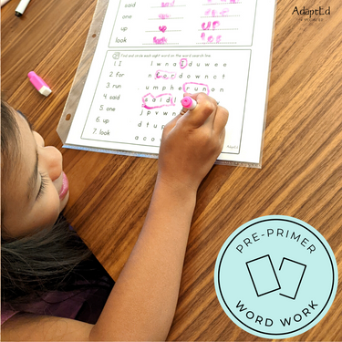 Pre Primer Sight Words Word Work - AdaptEd4SpecialEd
